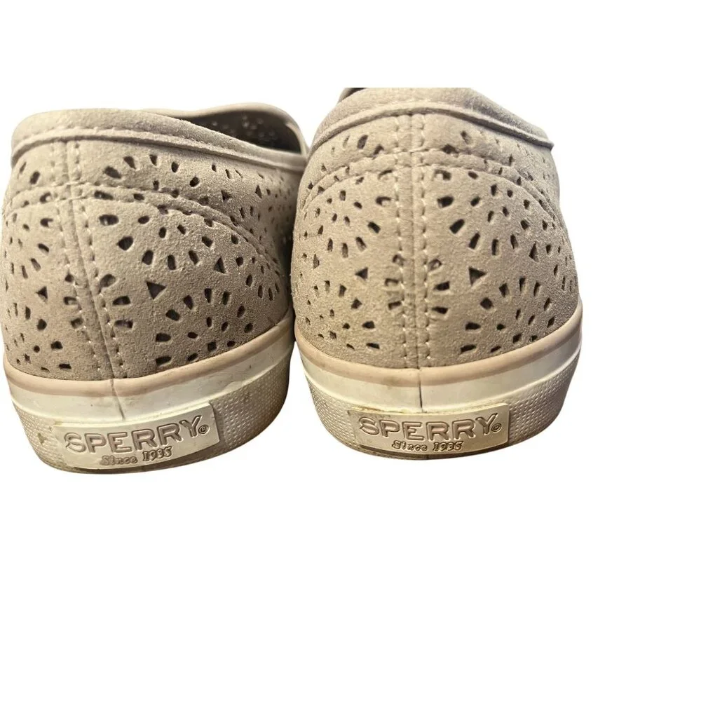 Sperry Leather Slip On Sneaker 10 Seaside Coastal Nautical Preppy Resort Beach